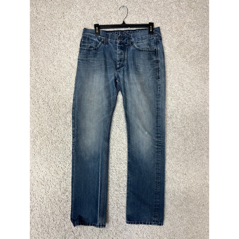 Express Rocco Slim Fit Jeans Size 30x32 Blue Faded Distressed Button Fly